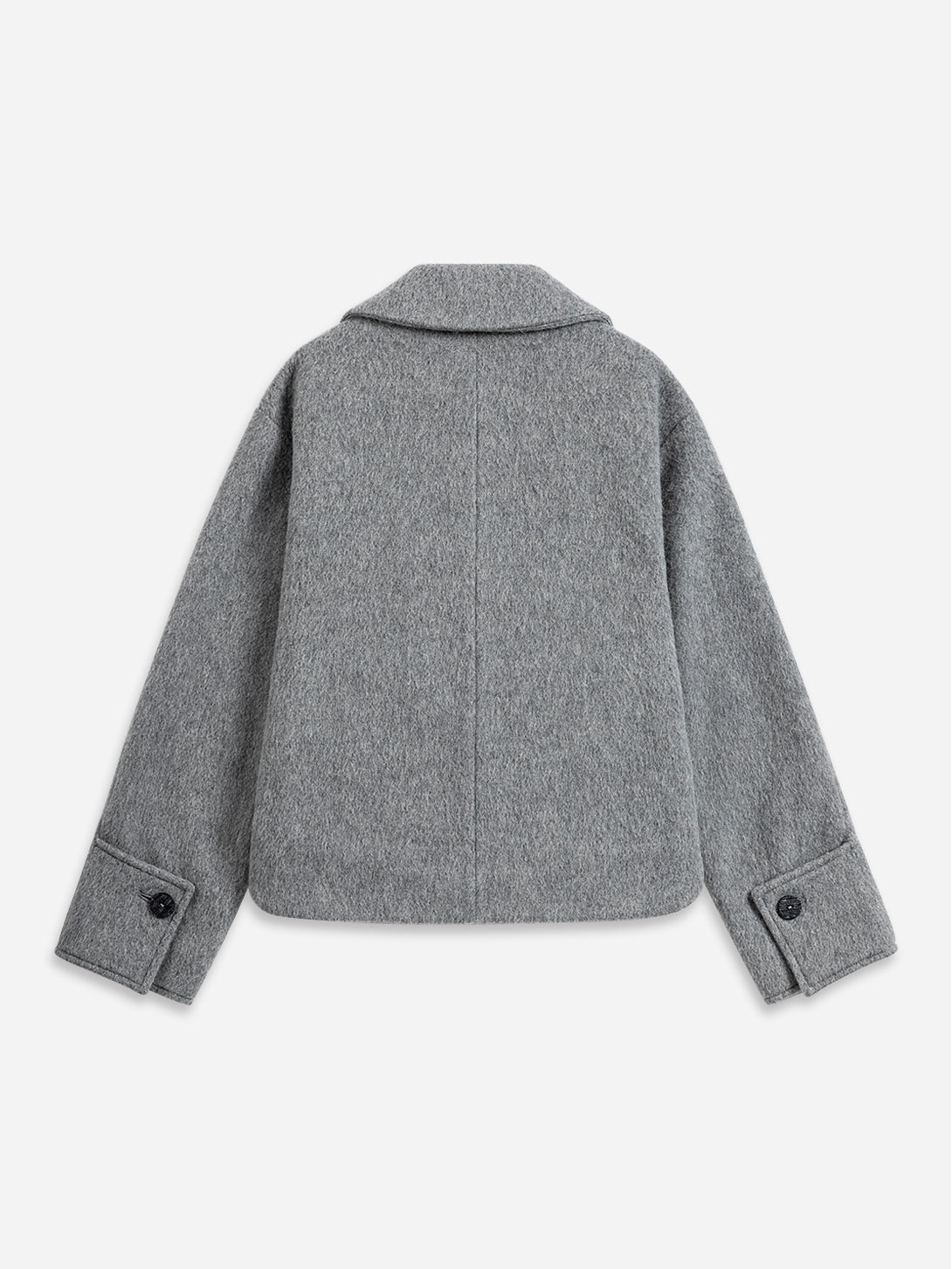 Heather Flint Grey Hairy Wool Jacket Womens Collared Wool Overcoat Womens Pea Coat 