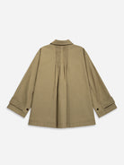 Lead Grey Side Slit City Jacket Womens Boxy Jacket Wide Sleeves Collared Button Up Outerwear 
