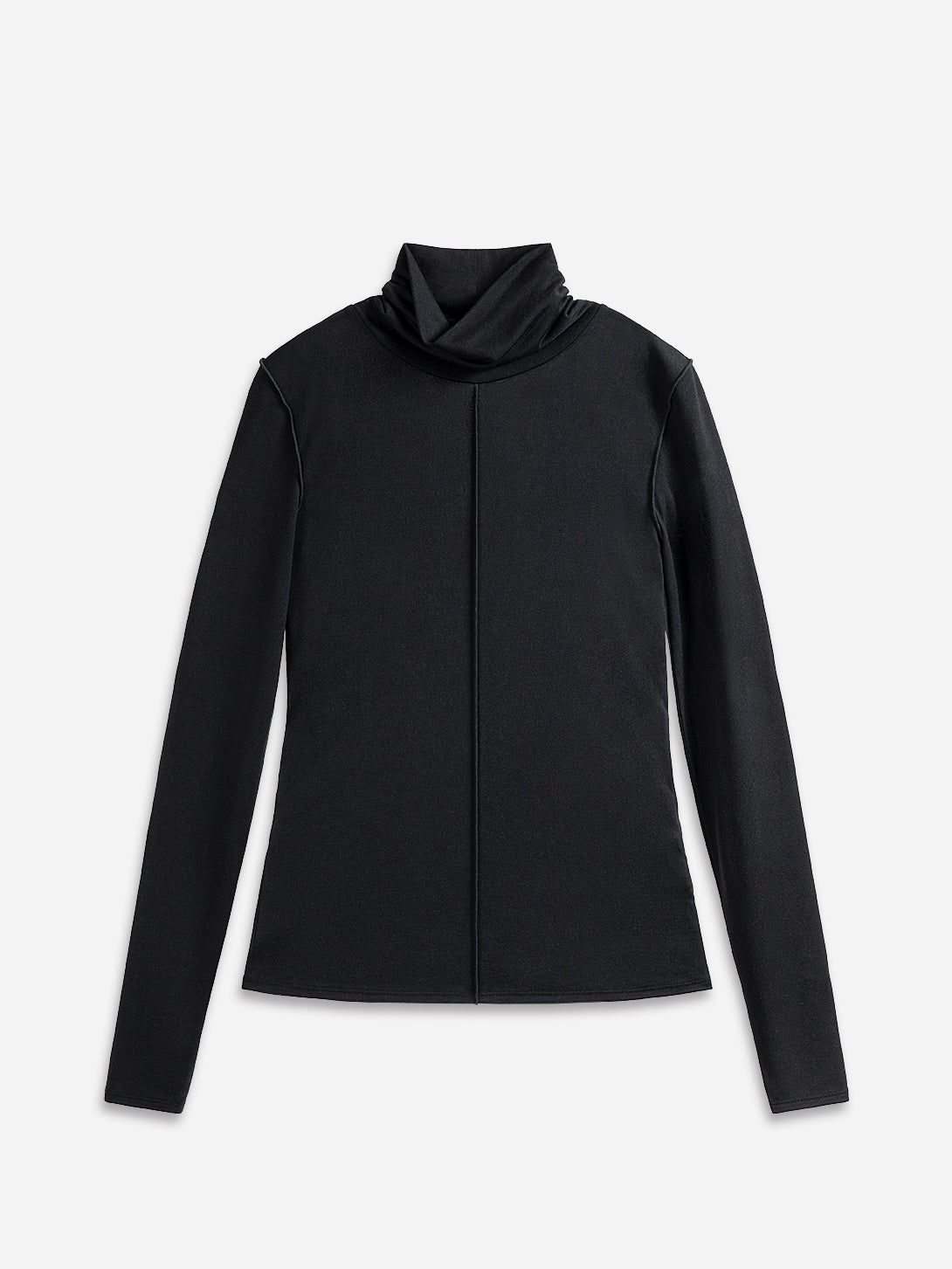 Moonless Night Exposed Seam Turtleneck Top Womens Light Weight Stretch Pullover Turtleneck Long Sleeve Top 