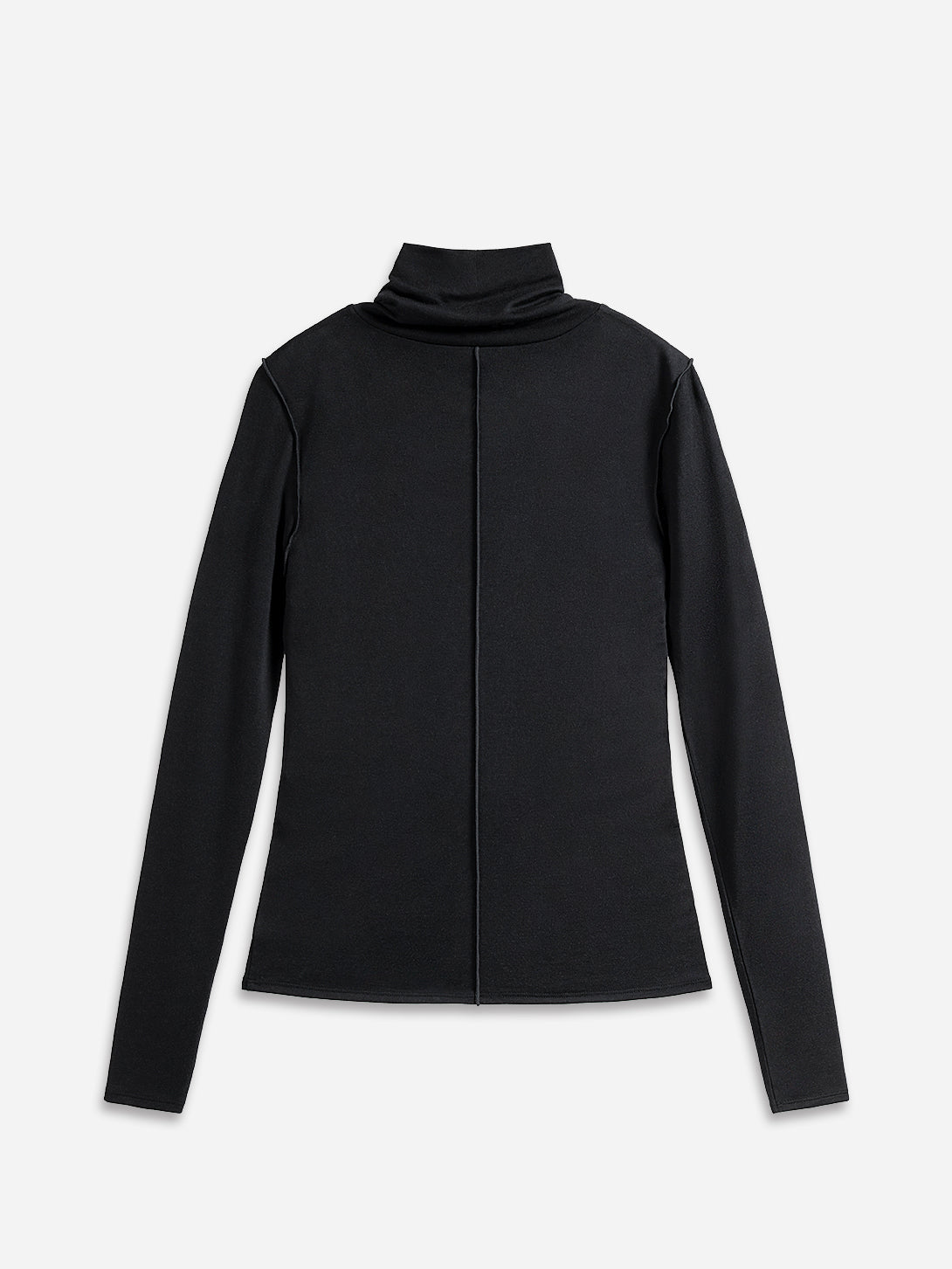 Moonless Night Exposed Seam Turtleneck Top Womens Light Weight Stretch Pullover Turtleneck Long Sleeve Top 