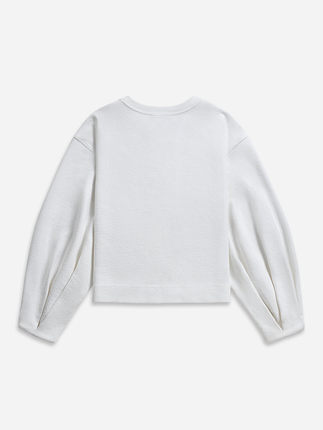 Offwhite Textured Split Cardigan Womens Soft Light Weight Open Cardigan Long Puff Sleeves Layering Garment 