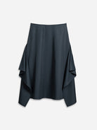 Carbon Draped Skirt Womens Long Skirt Textured Drape Dress Cotton Dress 