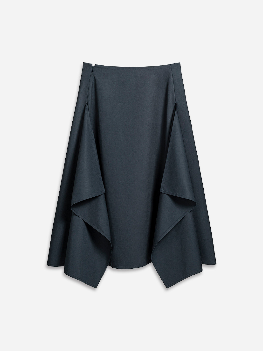 Carbon Draped Skirt Womens Long Skirt Textured Drape Dress Cotton Dress 