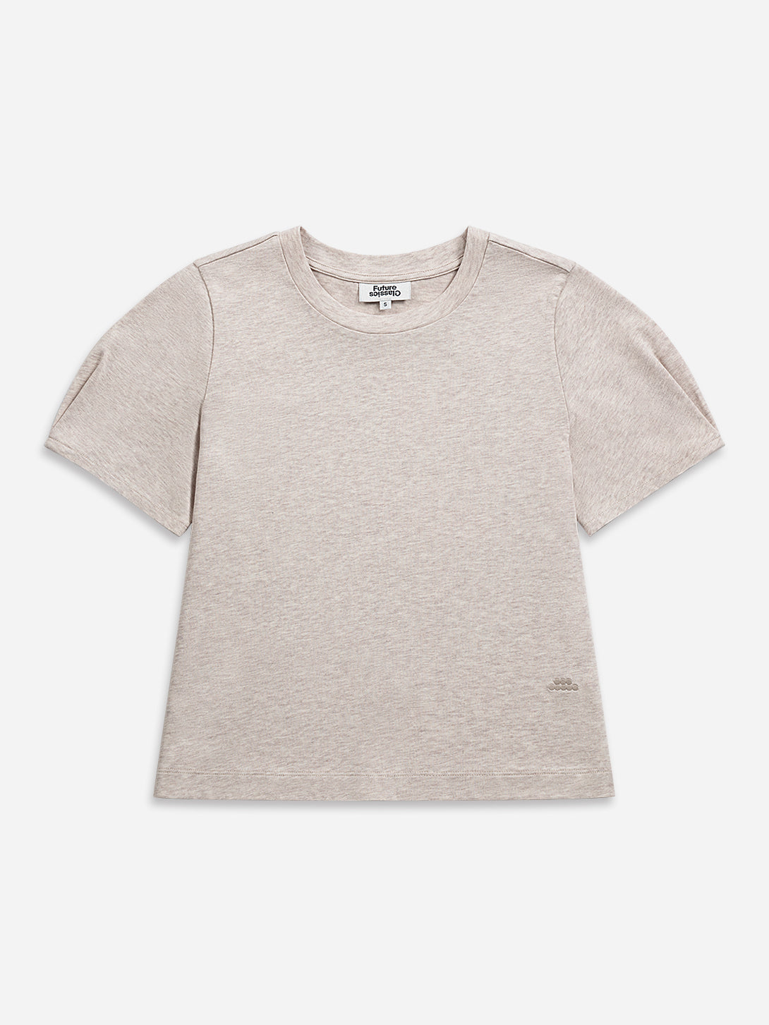 Oatmeal Heather Lantern Sleeve Tee Womens Cropped Tee Short Sleeve Shirt Wide Sleeve Tee 