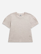 Oatmeal Heather Lantern Sleeve Tee Womens Cropped Tee Short Sleeve Shirt Wide Sleeve Tee 