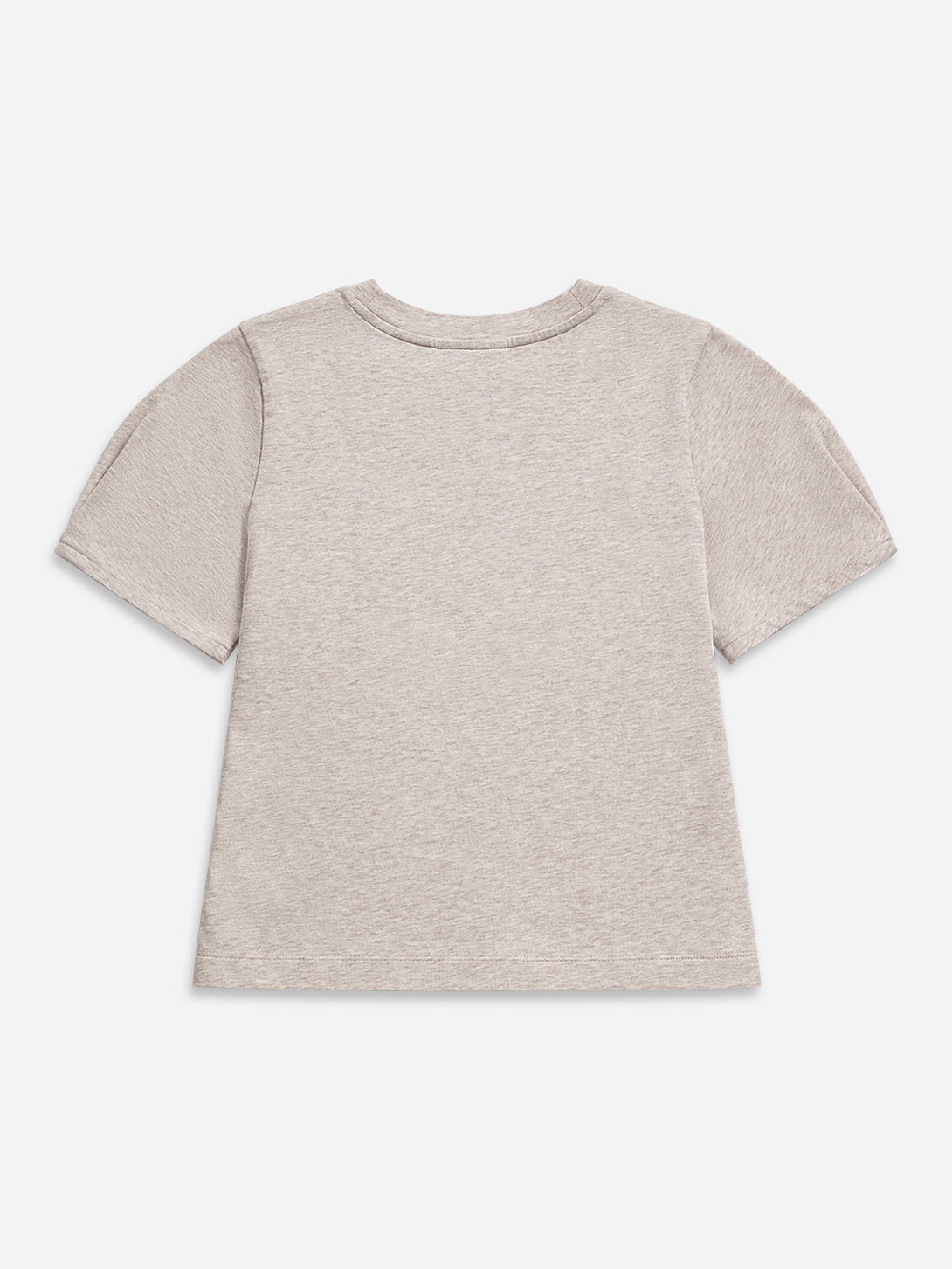 Oatmeal Heather Lantern Sleeve Tee Womens Cropped Tee Short Sleeve Shirt Wide Sleeve Tee 
