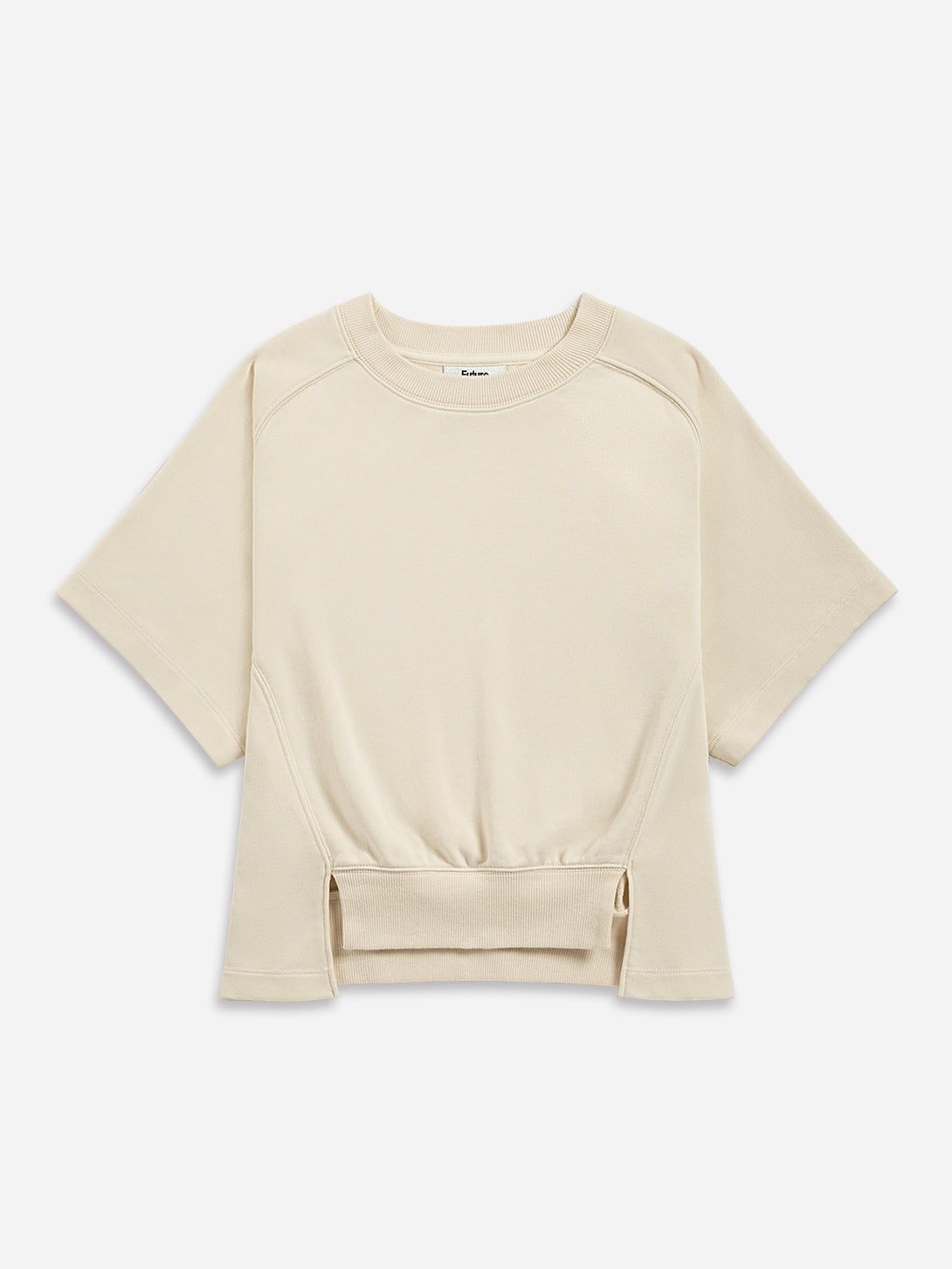 Seedpearl Panel SS Sweatshirt Womens Relaxed Fit Short Sleeve Sweatshirt Womens Pullover Crew Neck Layering Shirt 