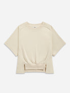 Seedpearl Panel SS Sweatshirt Womens Relaxed Fit Short Sleeve Sweatshirt Womens Pullover Crew Neck Layering Shirt 