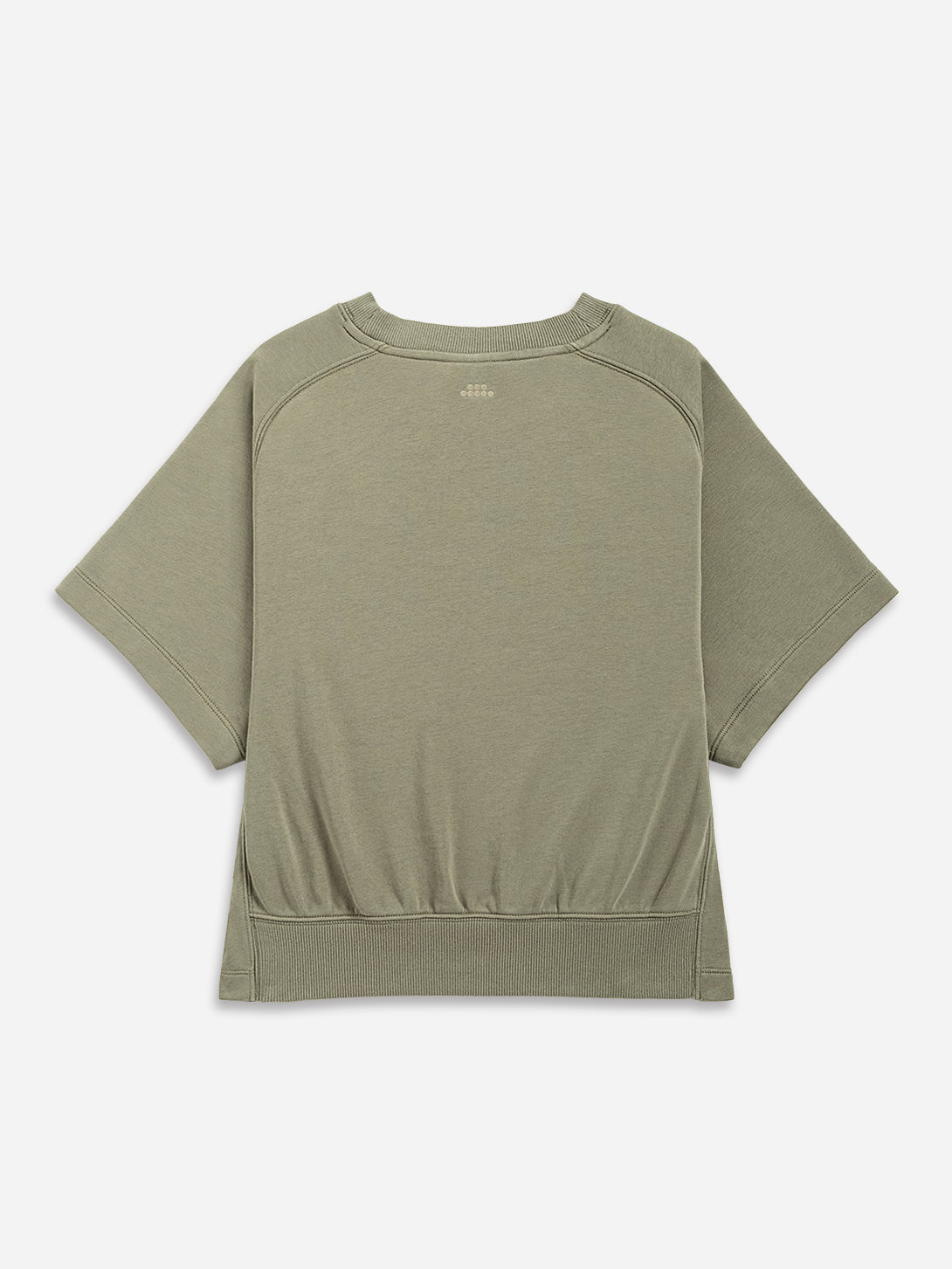 Olive Panel SS Sweatshirt Womens Relaxed Fit Short Sleeve Sweatshirt Womens Pullover Crew Neck Layering Shirt 