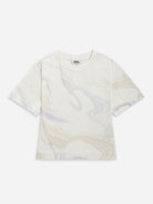 Offwhite / Icelandic Purple AOP Tee Womens Cropped Short Sleeve Tee AOP Print T Shirt 