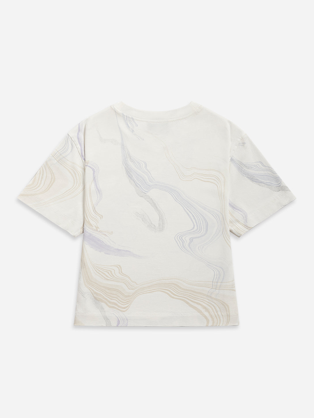 Offwhite / Icelandic Purple AOP Tee Womens Cropped Short Sleeve Tee AOP Print T Shirt 