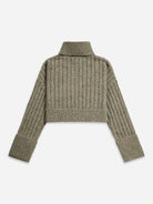 Olive Heather Cuffed Turtleneck Sweater Womens Cropped Knit Turtleneck Sweater Wool Cashmere Sweater Long Sleeve Pullover