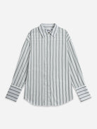 Offwhite/ Icelandic Purple Stripe Striped Back Slit Shirt Womens Striped Relaxed Fit Woven Shirt Striped Pattern Long Sleeve Dress Shirt 