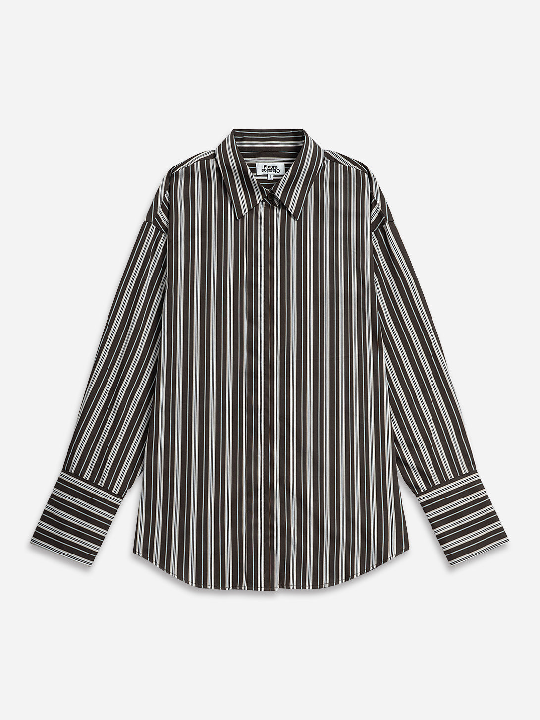 Dk Cedar/ Aquamarine Stripe Striped Back Slit Shirt Womens Long Striped Button Up Shirt Relaxed Fit Layering Dress Shirt 