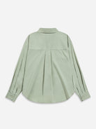 Mineral Grey Crop Boxy Shirt Womens Button Up Cotton Casual Shirt Long Sleeve Dress Shirt Collared Cropped 