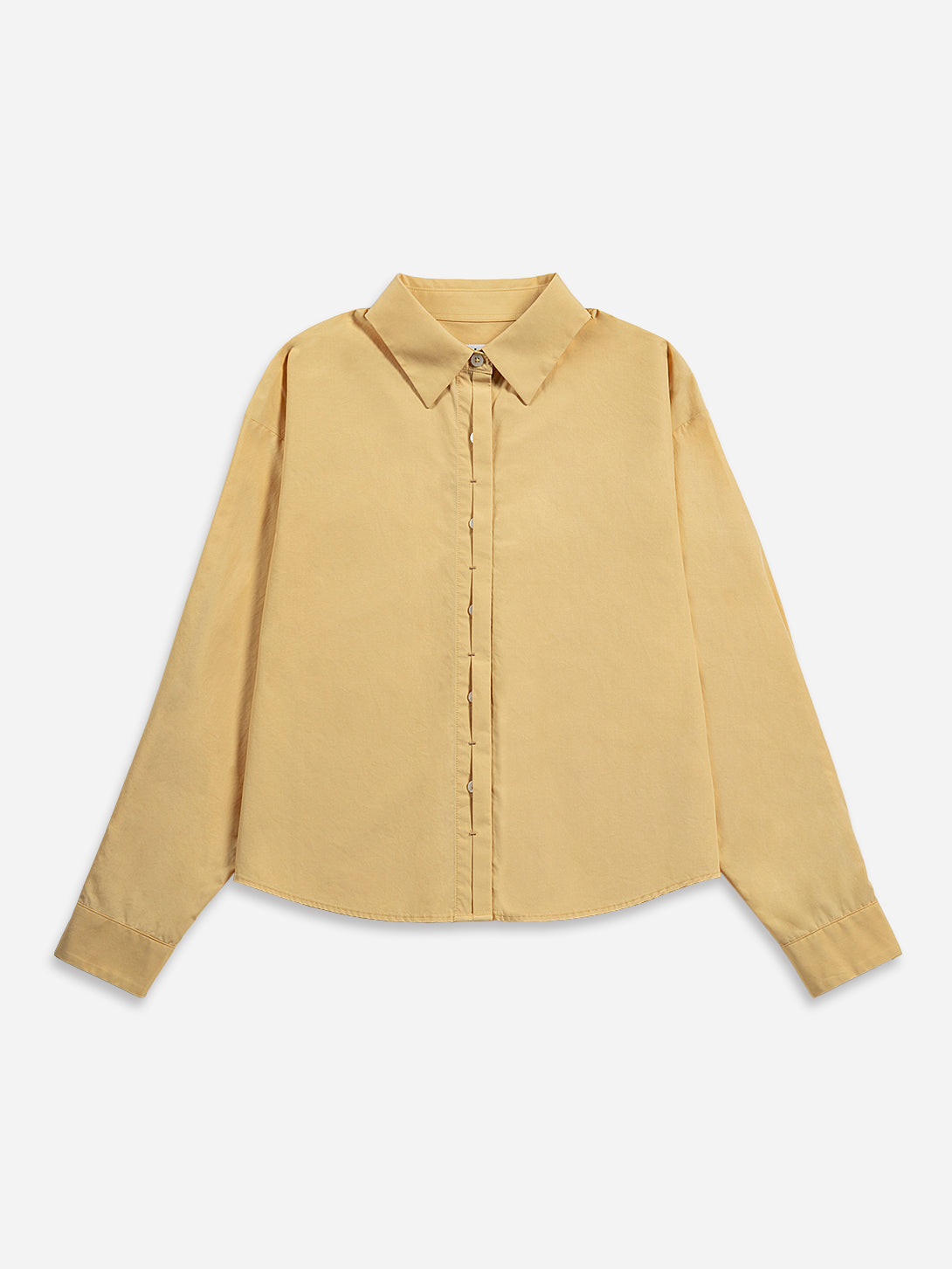 Rattan Crop Boxy Shirt Womens Button Up Cotton Casual Shirt Long Sleeve Dress Shirt Collared Cropped 