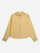 Rattan Crop Boxy Shirt Womens Button Up Cotton Casual Shirt Long Sleeve Dress Shirt Collared Cropped 