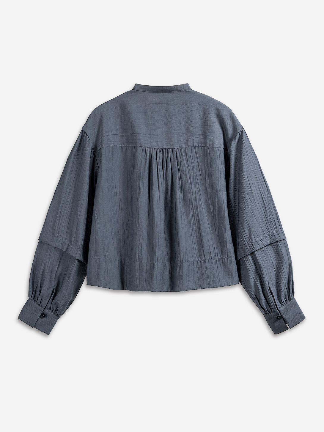 Stormy Blue Crinkle Button-up Blouse Womens Future Classics Button Up Long Sleeve Blouse 