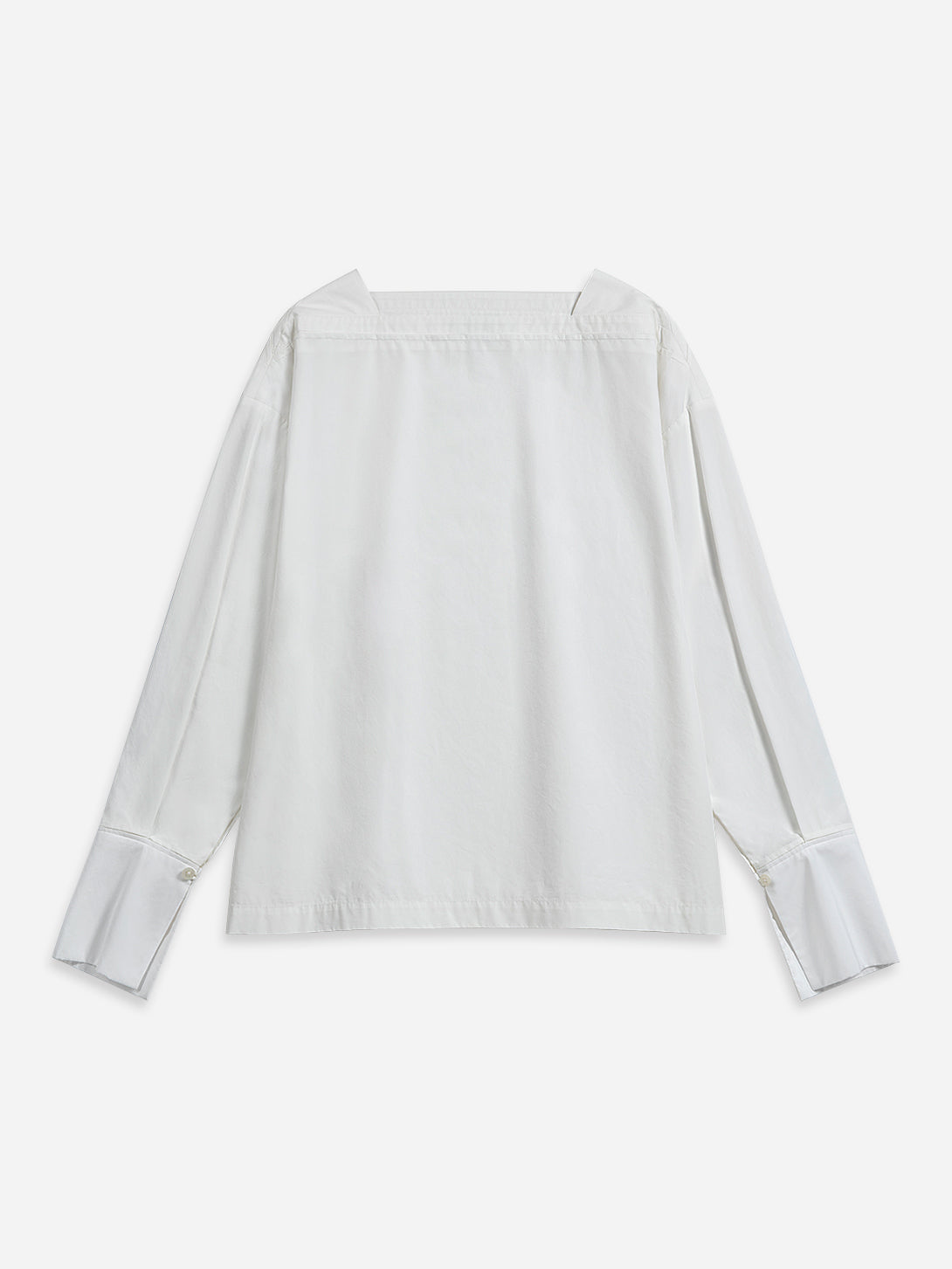 Offwhite Structural Top Womens Woven Long Sleeve Top Relaxed Neck Fit Cotton Top 