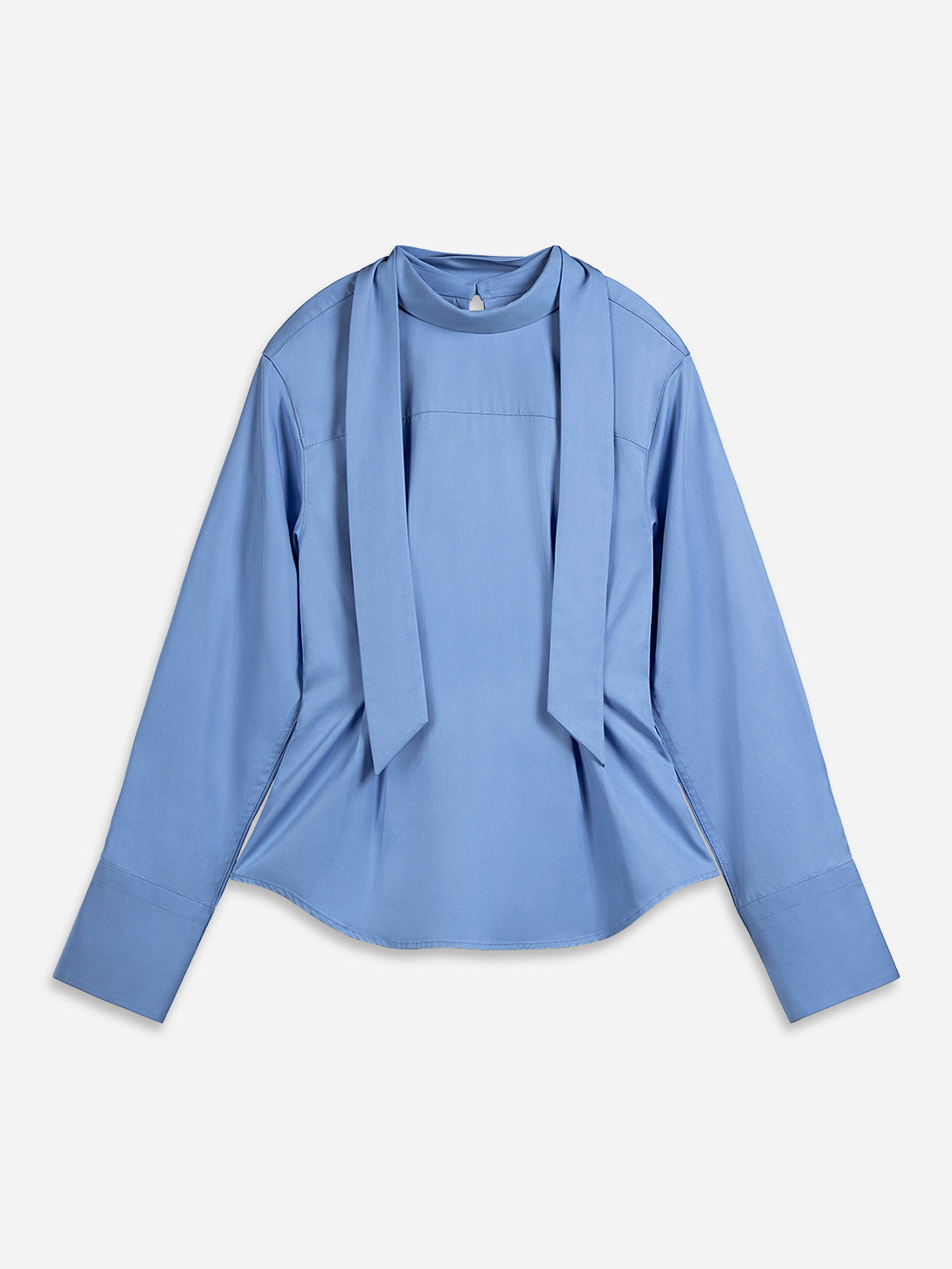 Aquamarine Scarf-Detailed Top Womens Woven Pullover Shirt Long Sleeve Shirt Scarf Detail