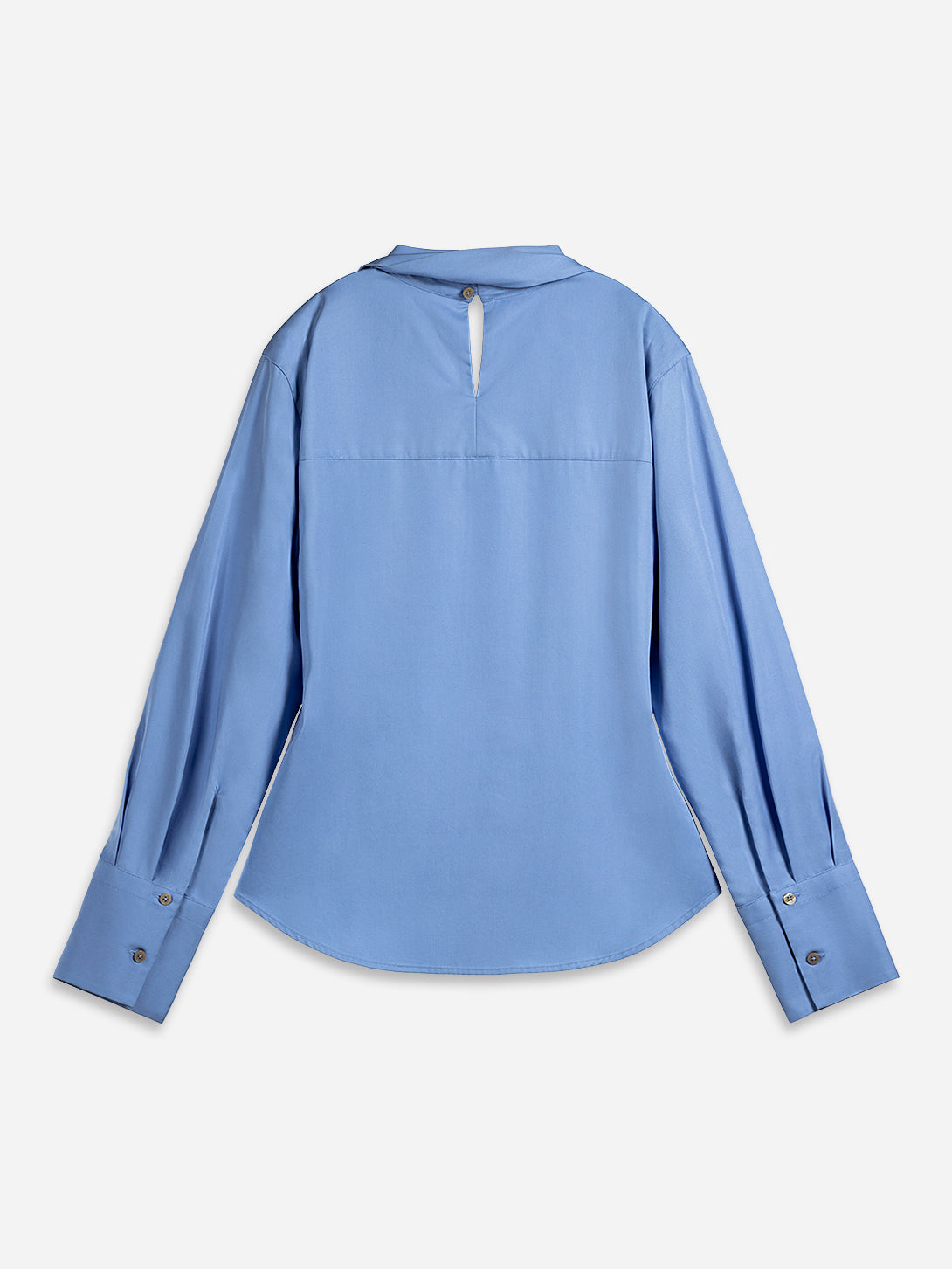 Aquamarine Scarf-Detailed Top Womens Woven Pullover Shirt Long Sleeve Shirt Scarf Detail