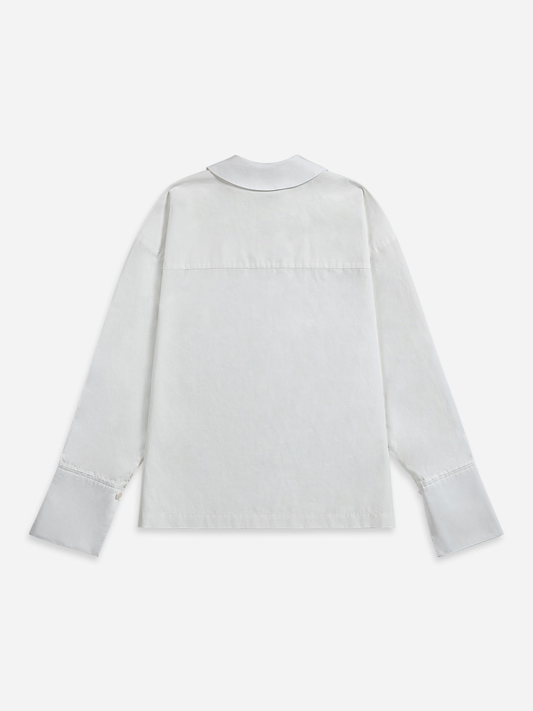 Offwhite Asymmetric Collar Top Womens Long Sleeve White Collared Woven Shirt Womens Loose Relaxed Fit Shirt 