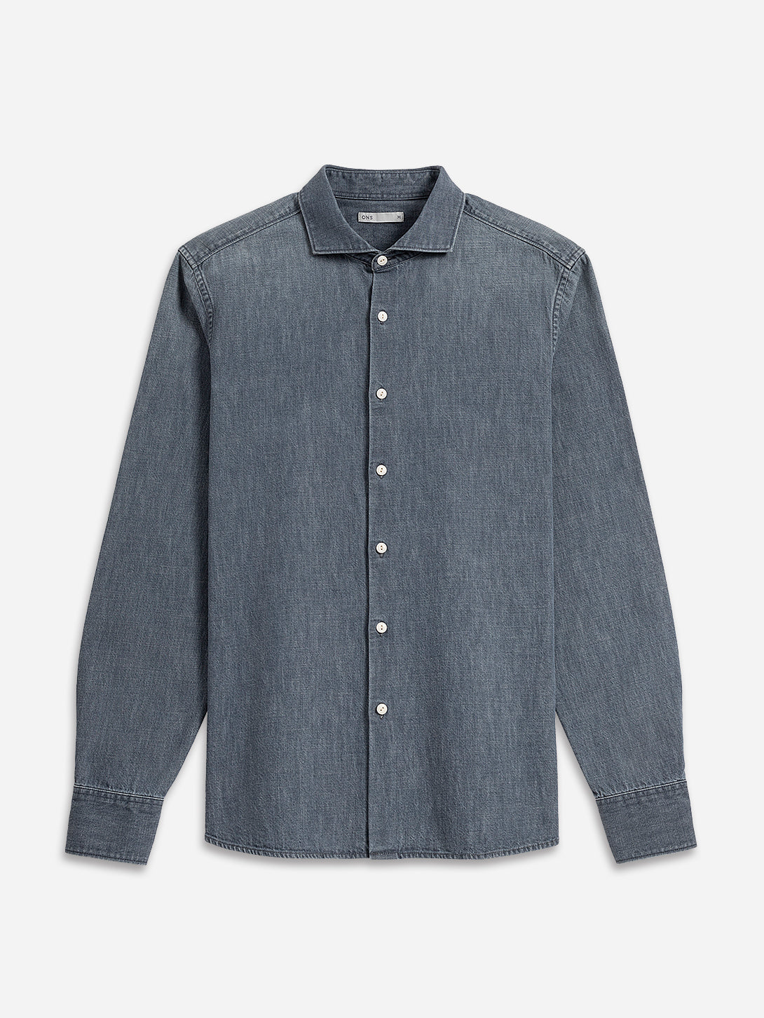 Mid Indigo Arthur Denim Shirt Mens Denim Cutaway Collar Button Up Shirt Faded Denim Durable Denim Shirt Casual Button Up 