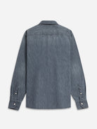 Mid Indigo Arthur Denim Shirt Mens Denim Cutaway Collar Button Up Shirt Faded Denim Durable Denim Shirt Casual Button Up 