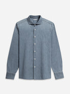 Lt Indigo Arthur Denim Shirt Mens Denim Cutaway Collar Button Up Shirt Faded Denim Durable Denim Shirt Casual Button Up 