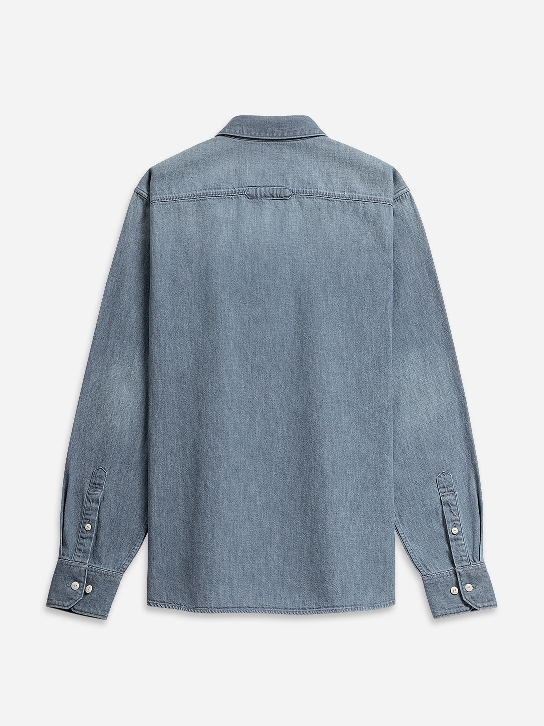 Lt Indigo Arthur Denim Shirt Mens Denim Cutaway Collar Button Up Shirt Faded Denim Durable Denim Shirt Casual Button Up 