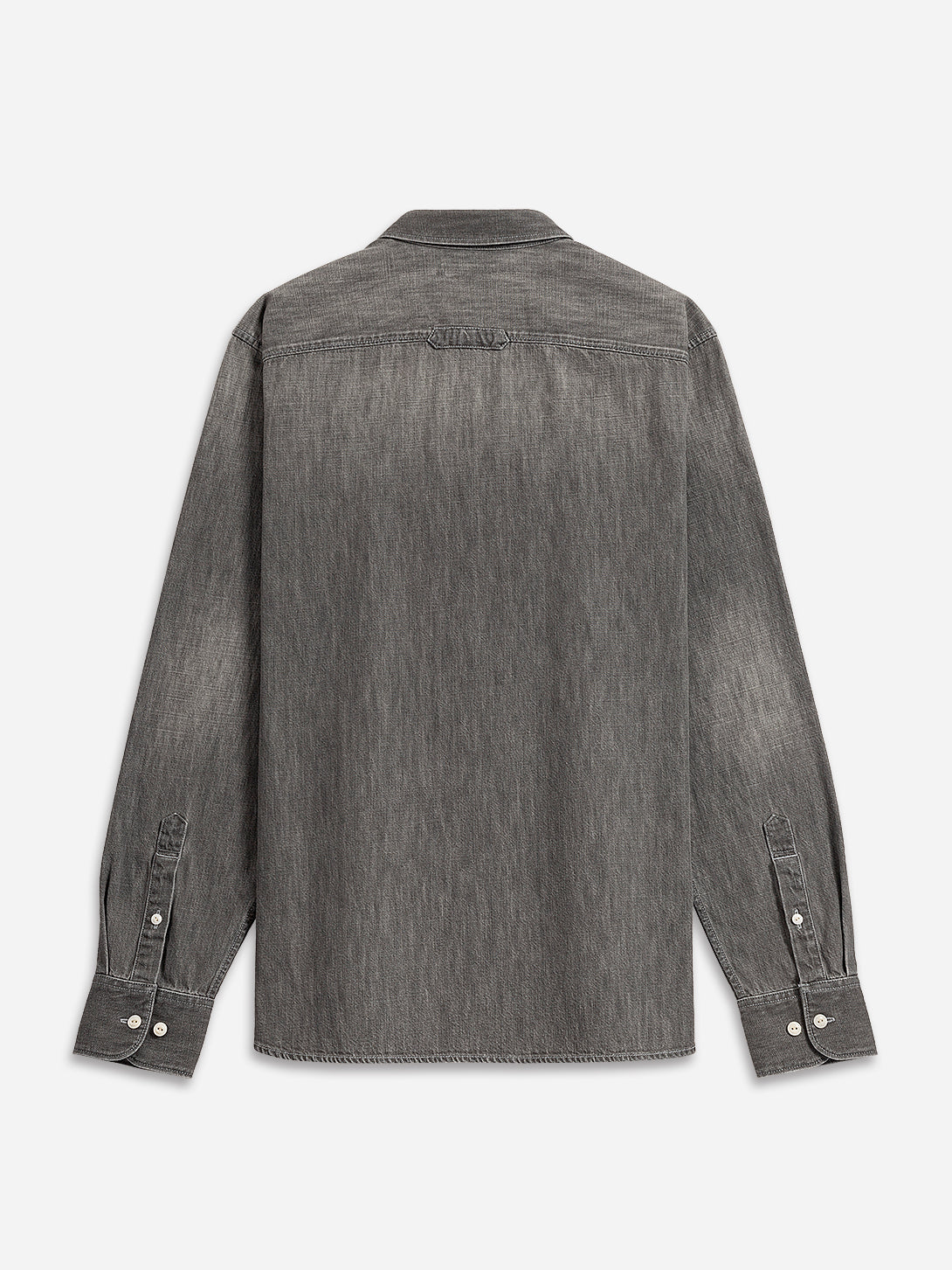 Lt Grey Fulton Denim Shirt Mens Button Down Collar Shirt Faded Grey Denim Casual Work Shirt Long Sleeve 