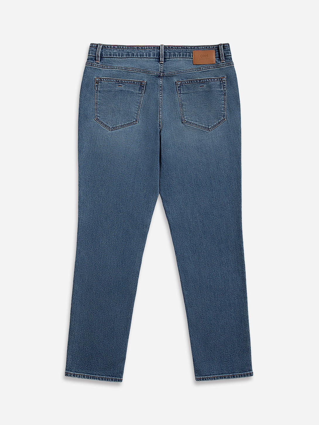 Mid Indigo Houstons Denim Jeans Mens Tapered Denim Jeans Worn Vintage Denim Wash Straight Fit Jeans