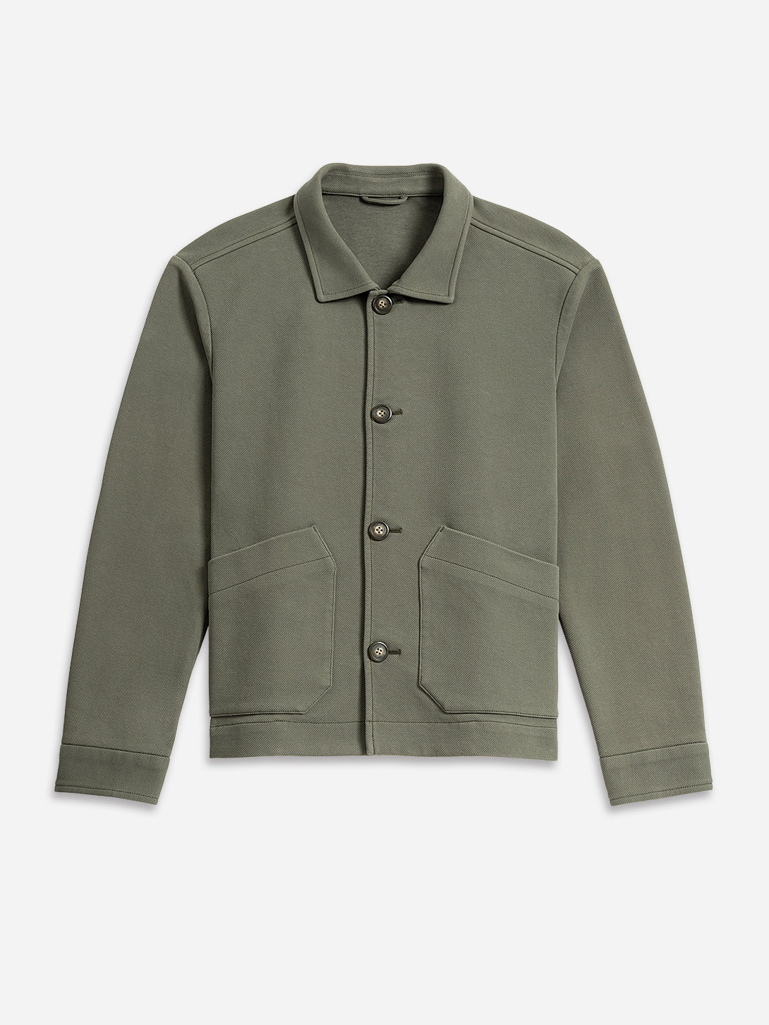 Forest Night Hawthorn Twill Knit Jacket Mens Collared Button Up Knit Jacket Layering Mens Jacket Waffle Knit Fabric 