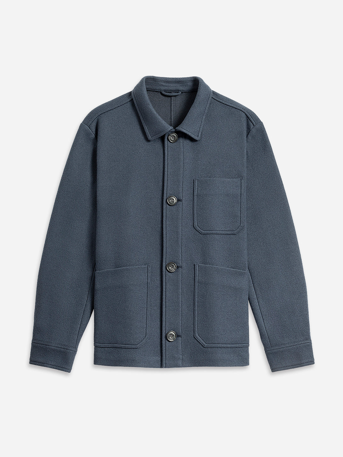 Yale Blue Remi Wool Jacket Mens Button Up Collared Shirt Jacket Layering Overshirt Chore Jacket 