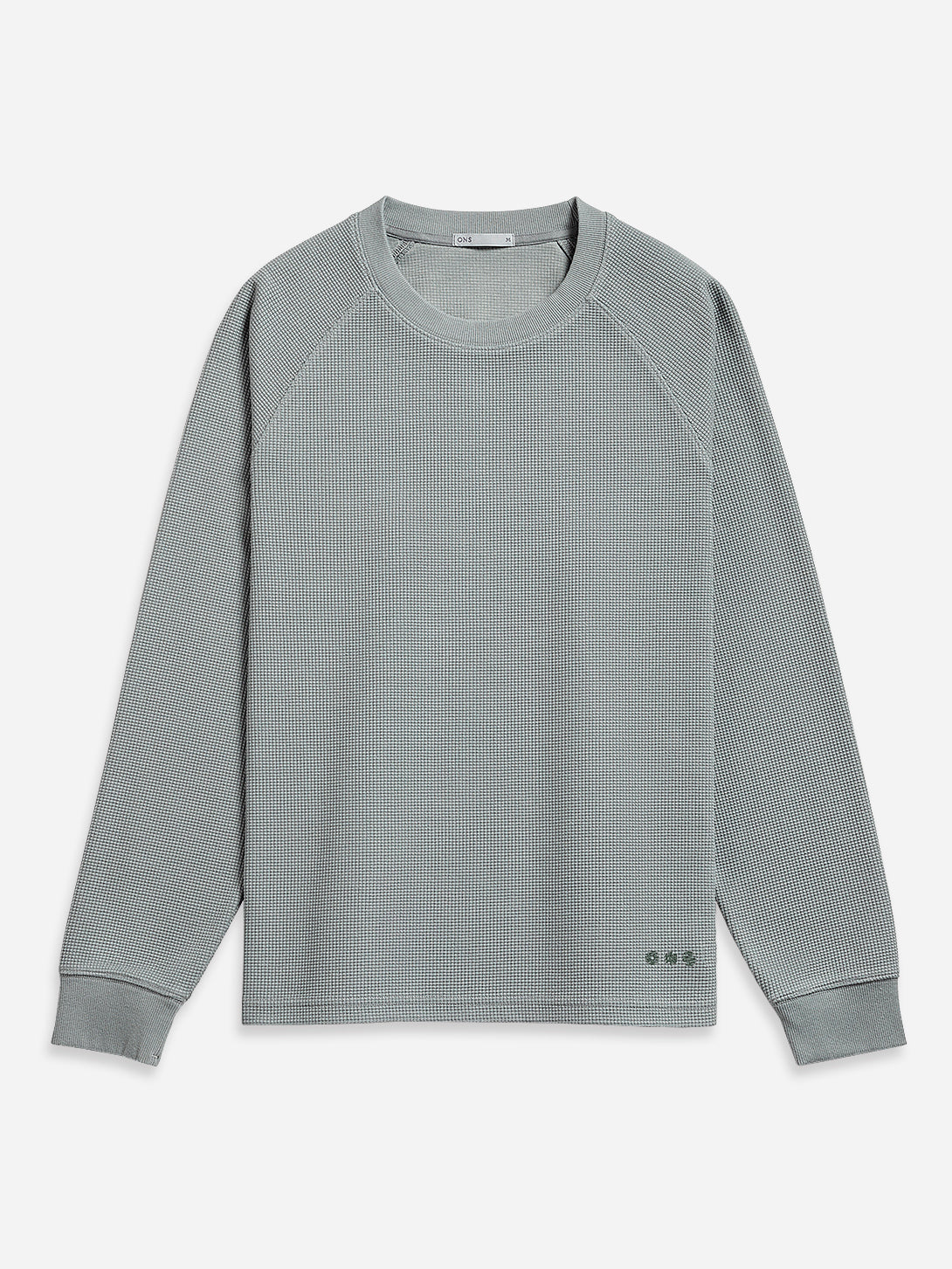 Silver Blue Deon Waffle L/S Tee Mens Raglan Sleeve Shirt Long Sleeve Waffle Shirt 