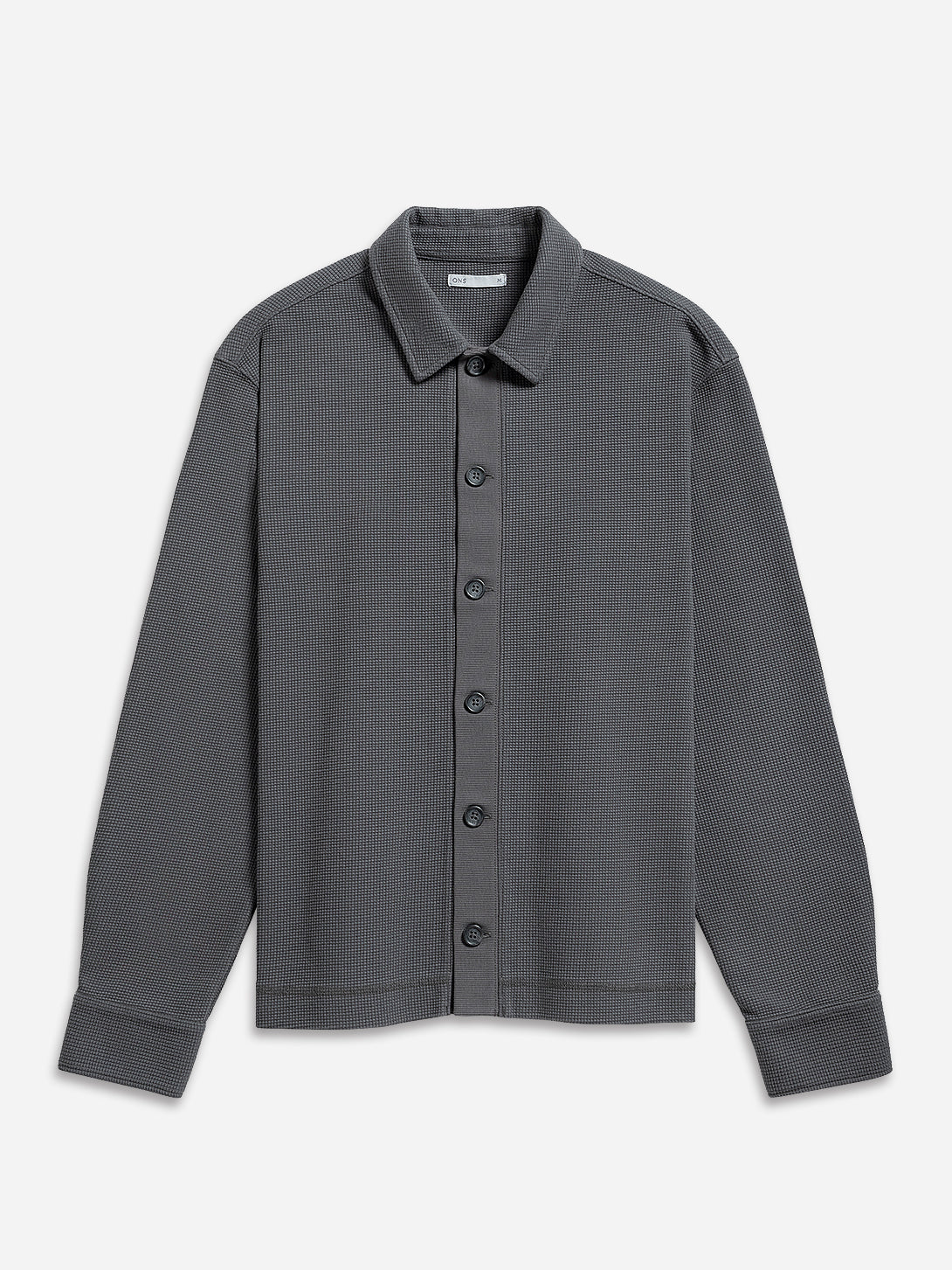 Dk Shadow Beacon Waffle L/S Shirt Blue button-up shirt mens knit long sleeve shirt collared button up shirt 