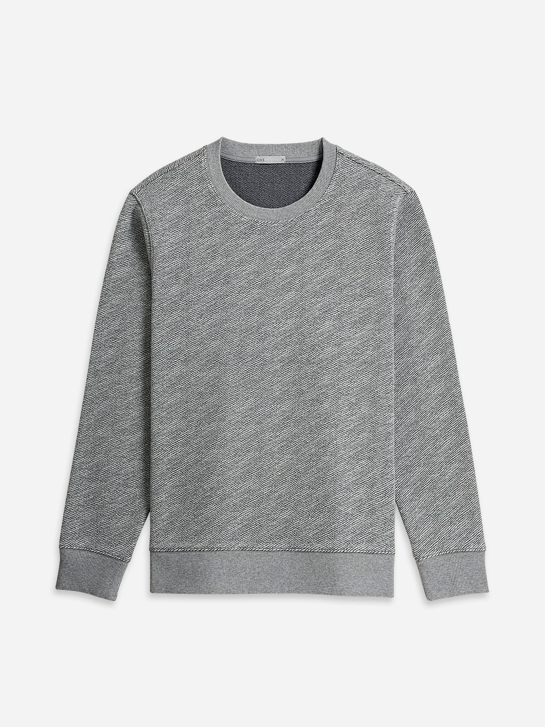 Grey Heather Deon Jacquard Sweatshirt Mens Pullover Sweatshirt Soft Heather Comfort Solid Grey Long Sleeve