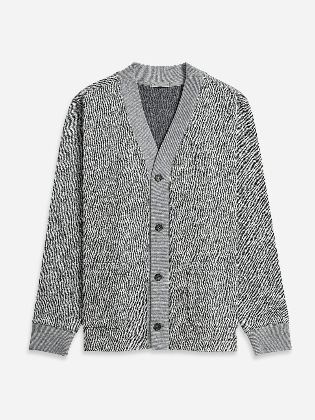 Grey Heather Byron Jacquard Cardigan Mens Cardigan Soft Heather Texture Button Up Long Sleeve Knit Cardigan 
