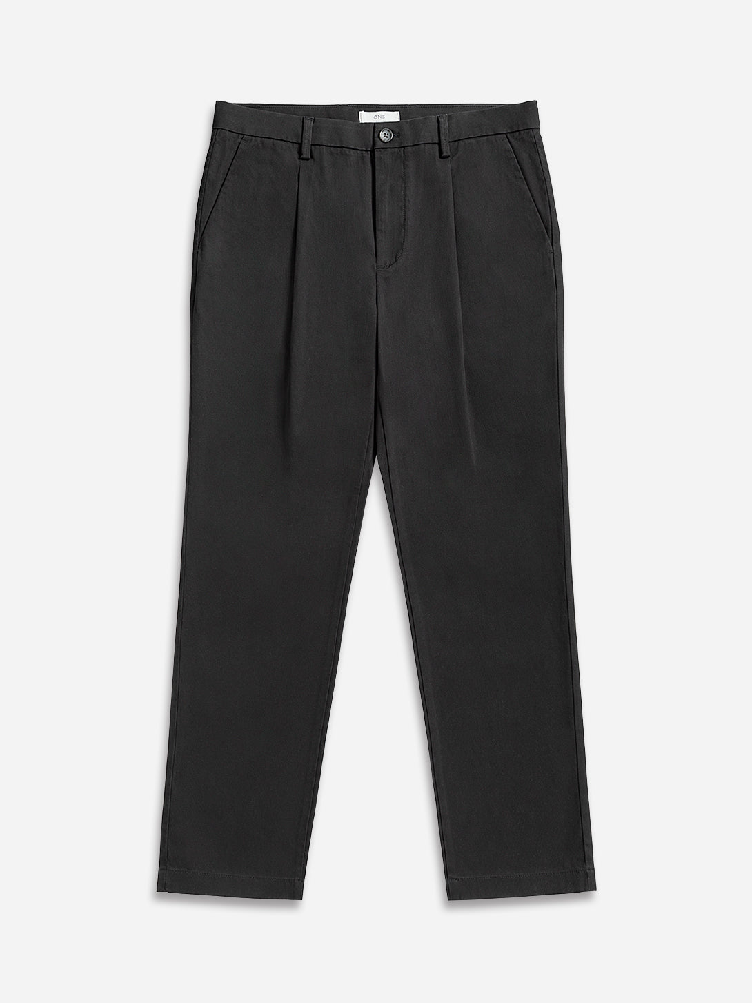 Black Niles Bedford Trousers Mens Pleated Light Weight Trousers Stretch Pants Belt Loops Cotton Spandex Blend Pants