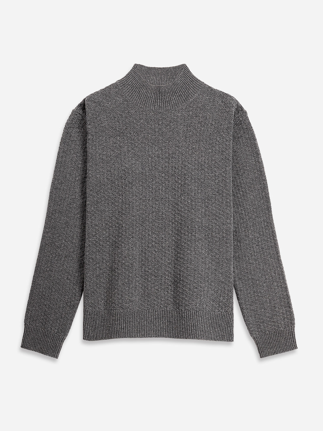 Grey Heather Acton Mock Neck Pullover Mens Wool Cashmere Mock Neck Sweater Pullover Soft 