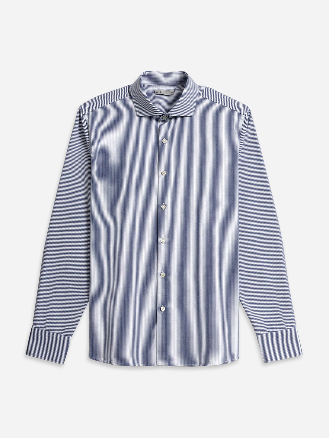 Bright White/Mid Blue Stripe Arthur Bengal Stripe Shirt Mens Cutaway Collar Shirt Formal Workwear Striped Dress Shirt 