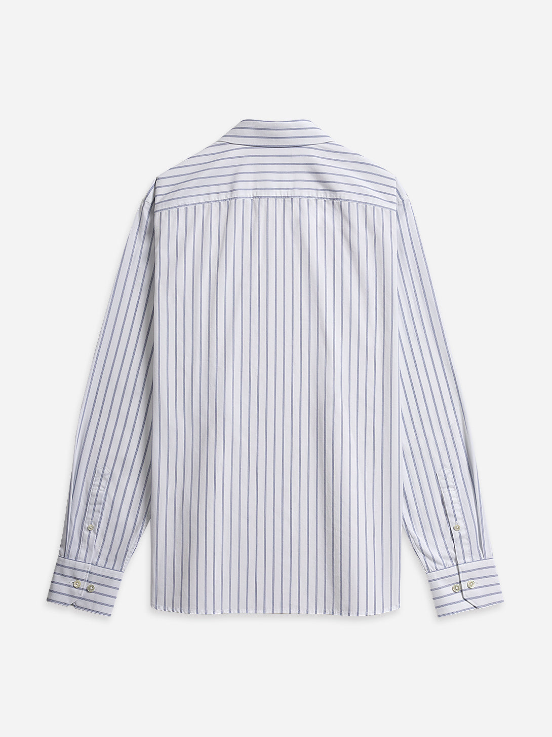 Bright White/Mid Blue Stripe Arthur Track Stripe Shirt Mens Cutaway Collar Shirt Striped Button Up Shirt Work Formal Shirt 