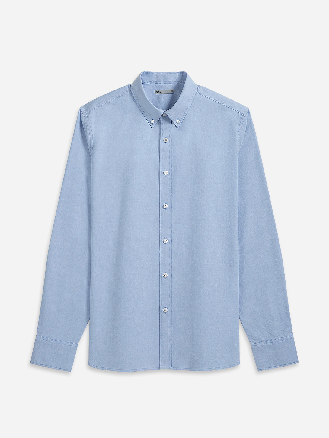 Mid Blue Fulton Oxford Shirt Mens Button Down Collar Shirt Oxford Cotton Fabric Casual Dress Shirt Simple Workwear Long Sleeve Shirting