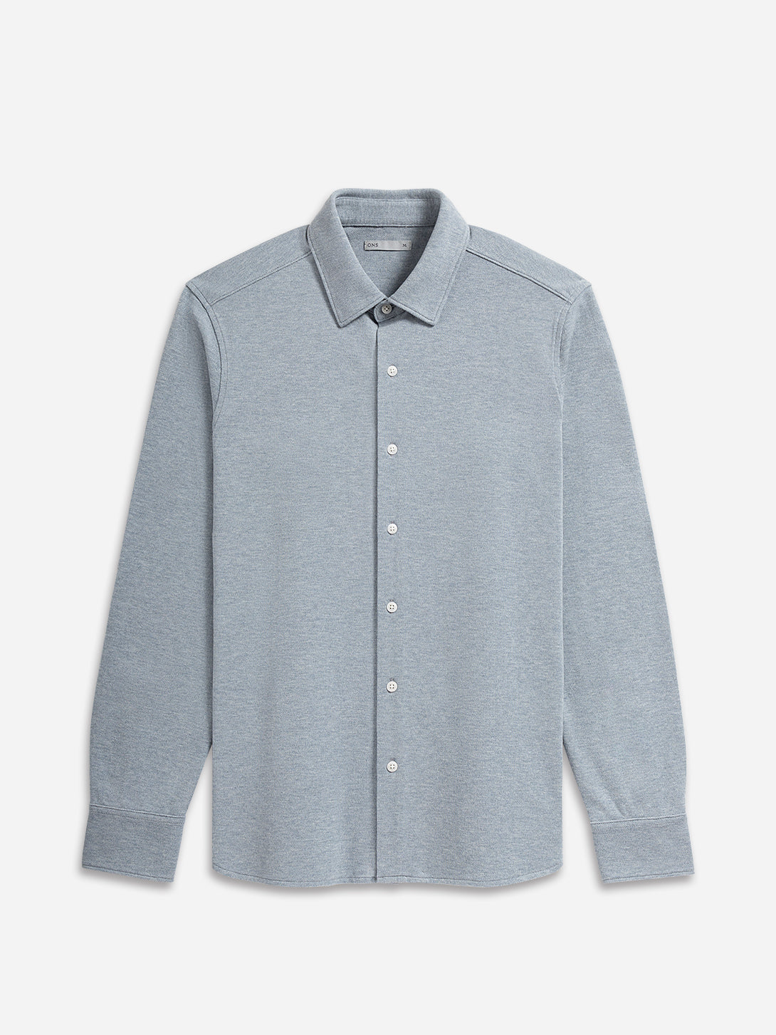 Mid Blue Heather Darcy Heather Shirt Mens Button Up Point Collar Shirt Blue Casual Long Sleeve Collared Work Shirt