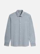 Mid Blue Heather Darcy Heather Shirt Mens Button Up Point Collar Shirt Blue Casual Long Sleeve Collared Work Shirt