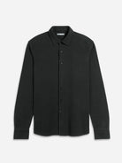 Black Darcy Slub Waffle Shirt Mens Waffle Textured Knit Button Up Shirt Waffle Design Comfort Stretch Shirt Collared