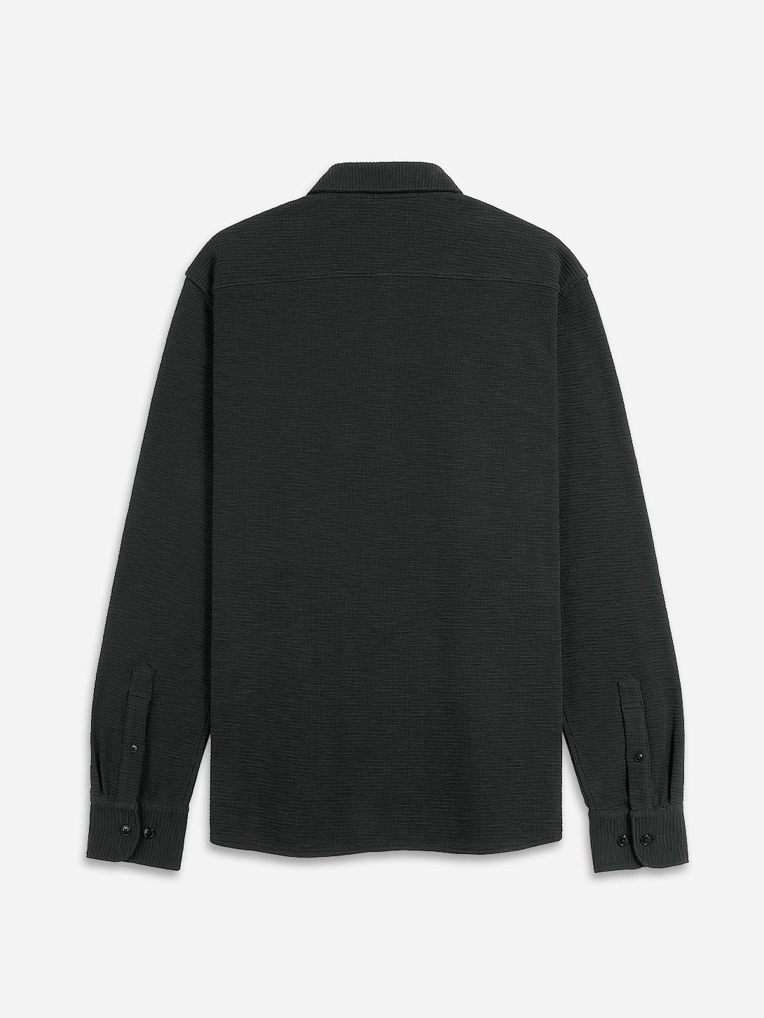 Black Darcy Slub Waffle Shirt Mens Waffle Textured Knit Button Up Shirt Waffle Design Comfort Stretch Shirt Collared