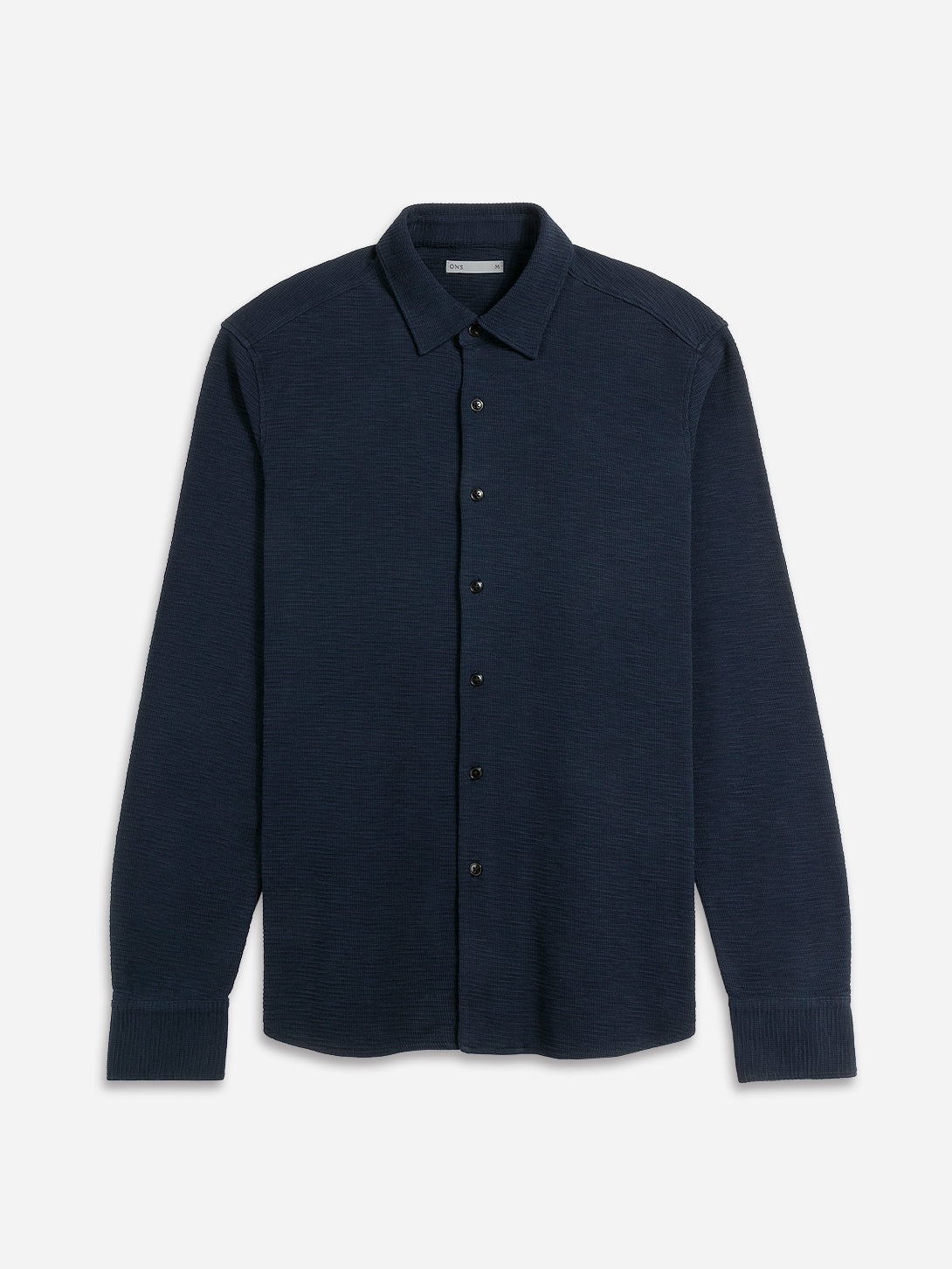 Navy Darcy Slub Waffle Shirt Mens Waffle Textured Knit Button Up Shirt Waffle Design Comfort Stretch Shirt Collared