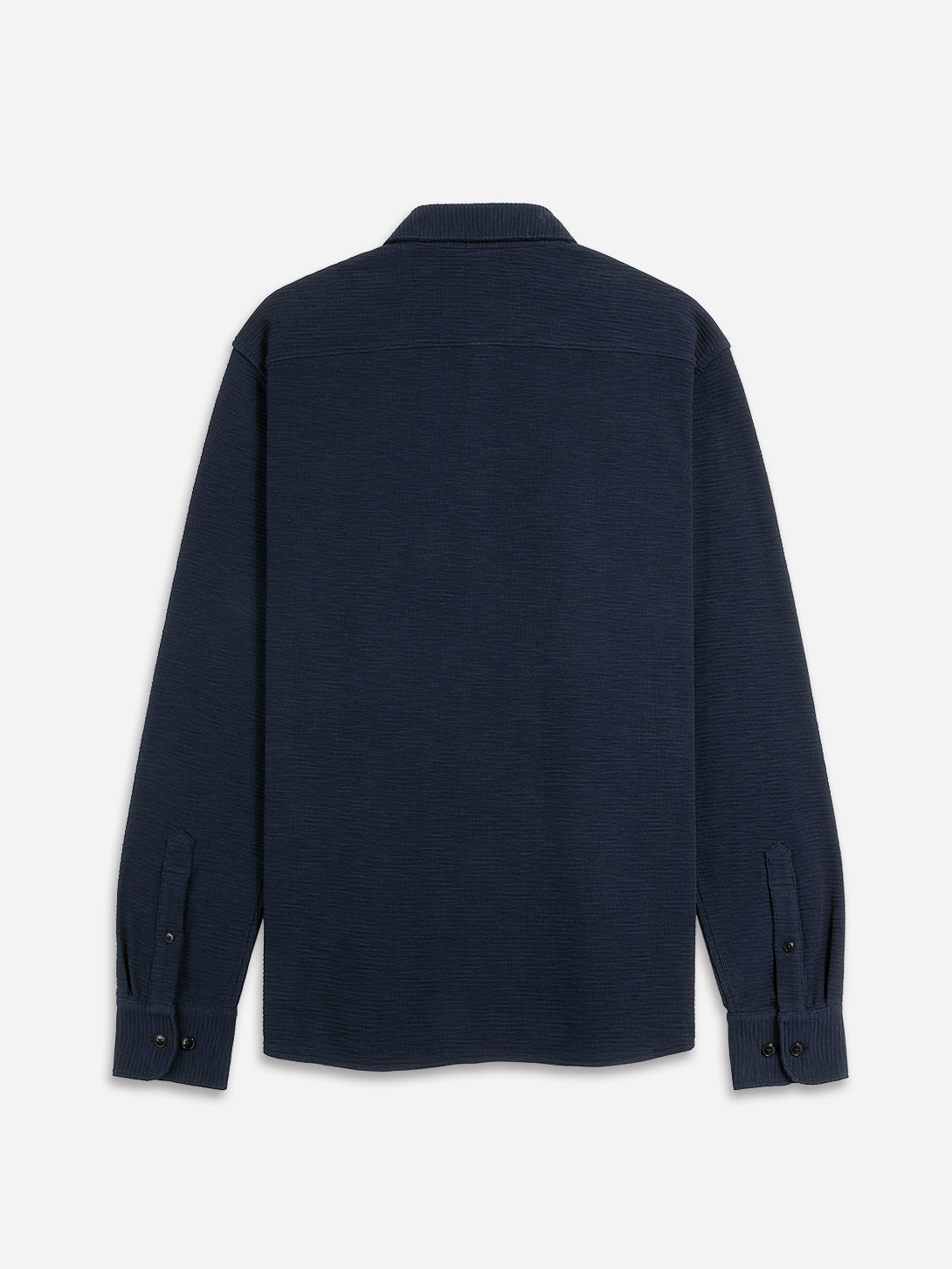 Navy Darcy Slub Waffle Shirt Mens Waffle Textured Knit Button Up Shirt Waffle Design Comfort Stretch Shirt Collared
