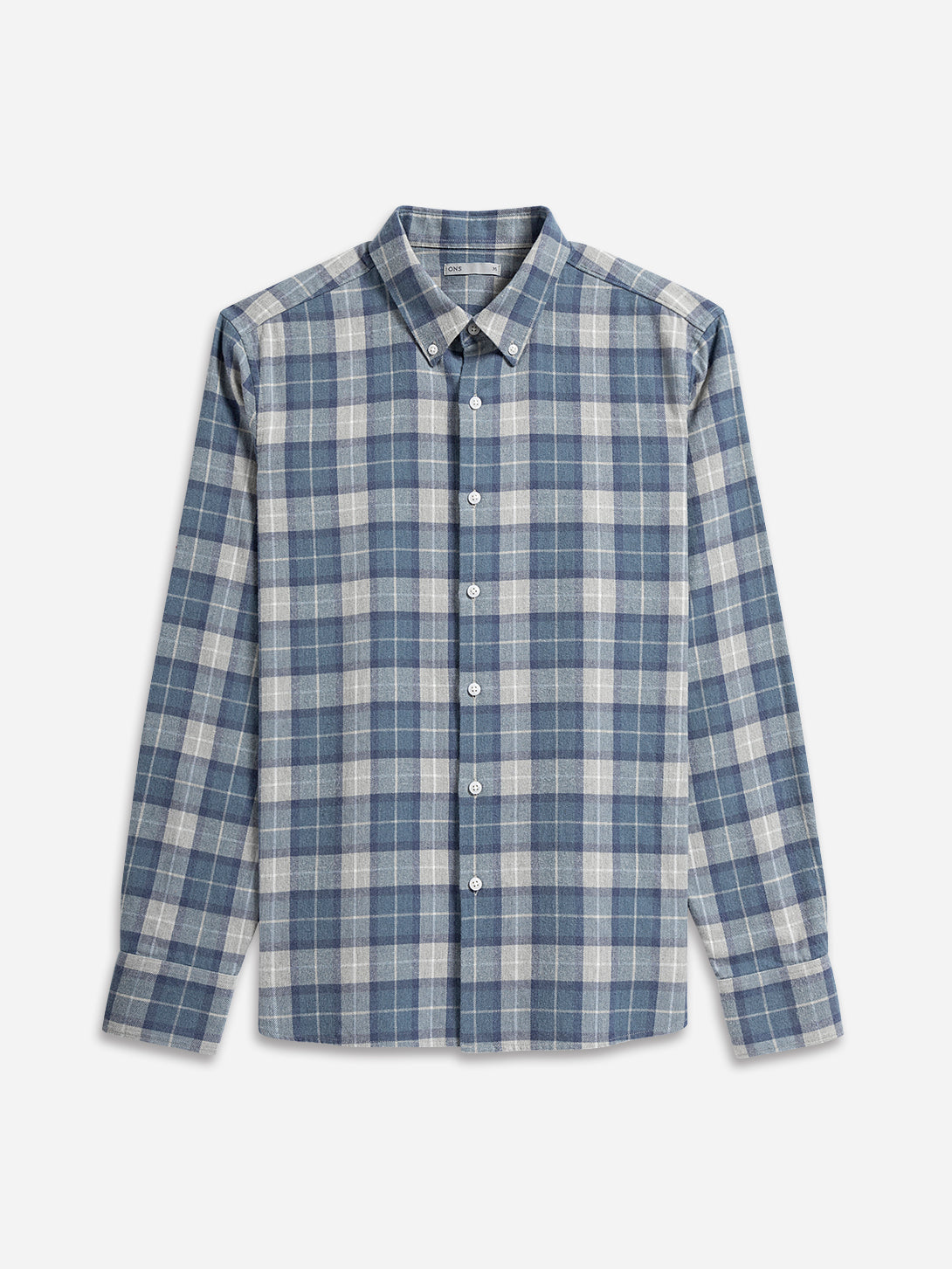 Lt Grey/Mid Blue Check Fulton Flannel Check Shirt Mens Flannel Button Down Shirt Checkered Pattern